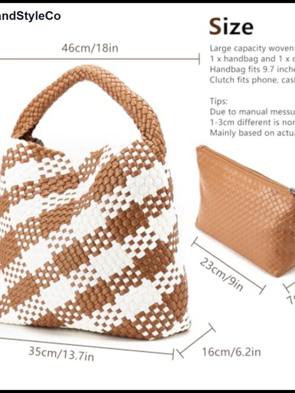 Woven Tote Bag for Women Vegan Leather Shoulder Handbag Large Beach Travel Bag - Picture 2 of 6